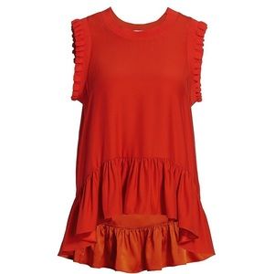 Cinq a Sept NWT lenora silk top, fire coral Sz xS